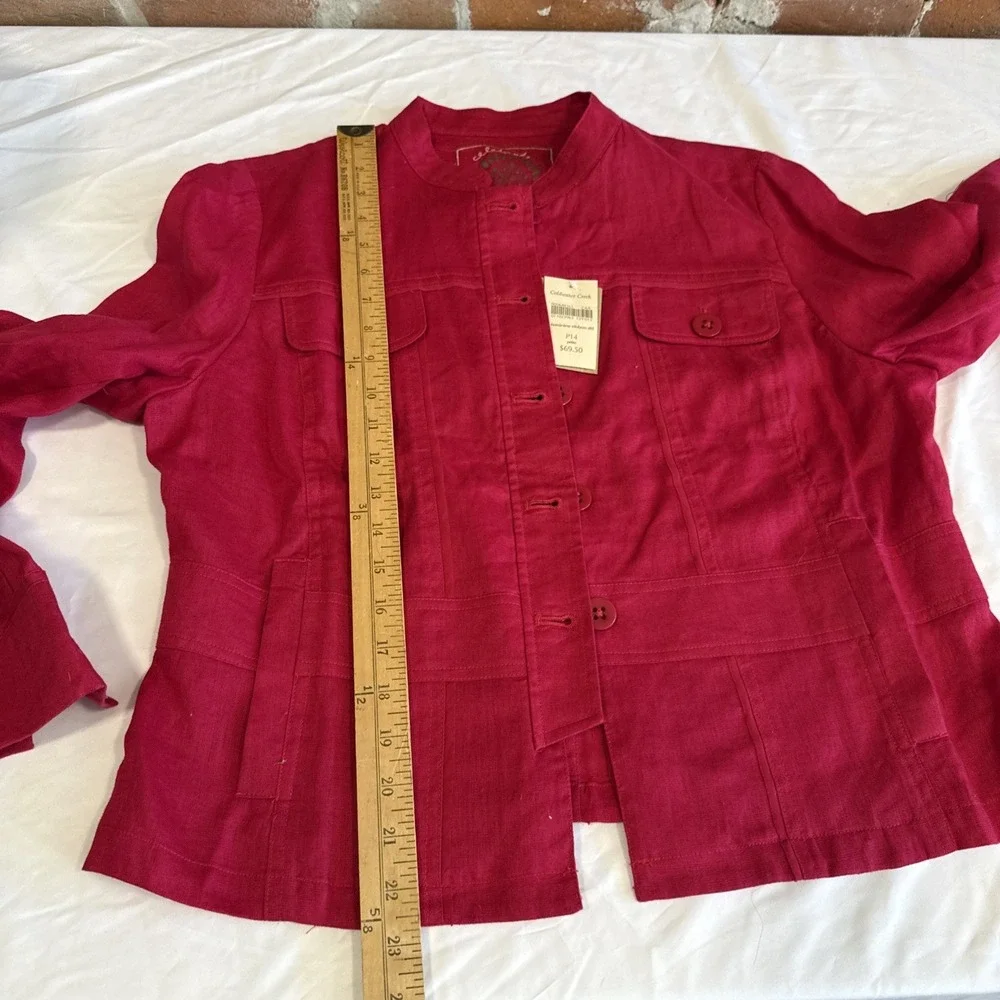 Vintage Coldwater Creek 100% Linen Button Front‎ Jacket P14 NWT Red $70